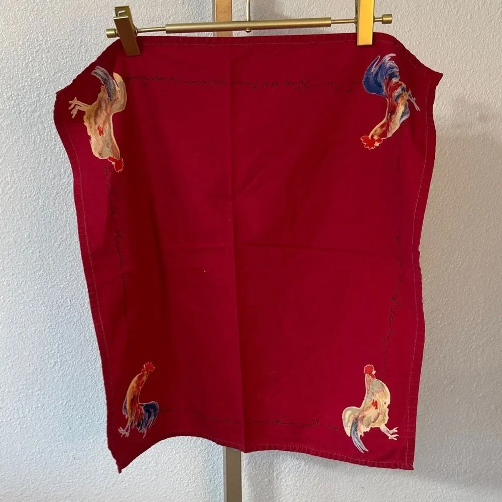 Williams Sonoma- Red Rooster script cloth napkins- Set of 10